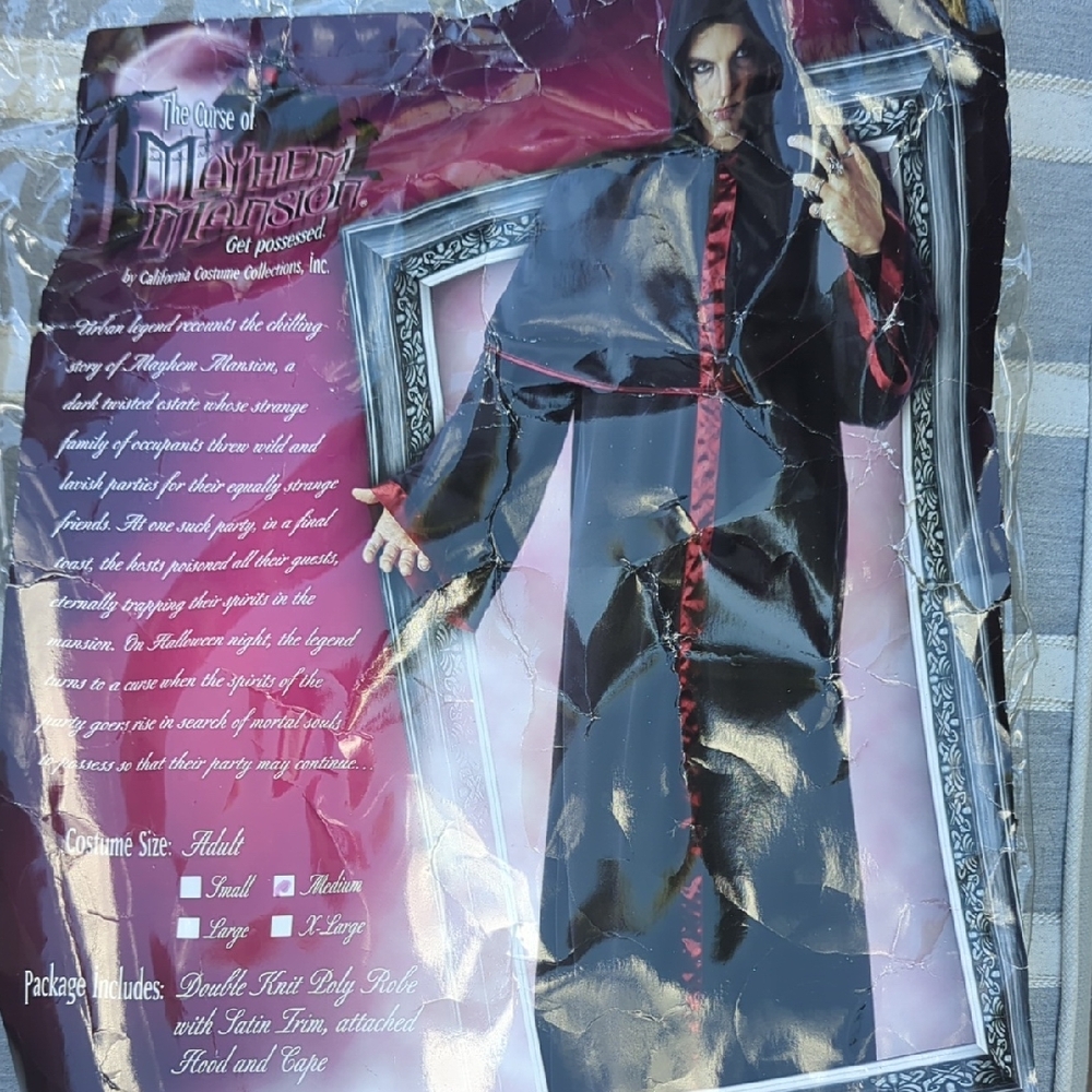 Black and Red Hooded Costume Robe